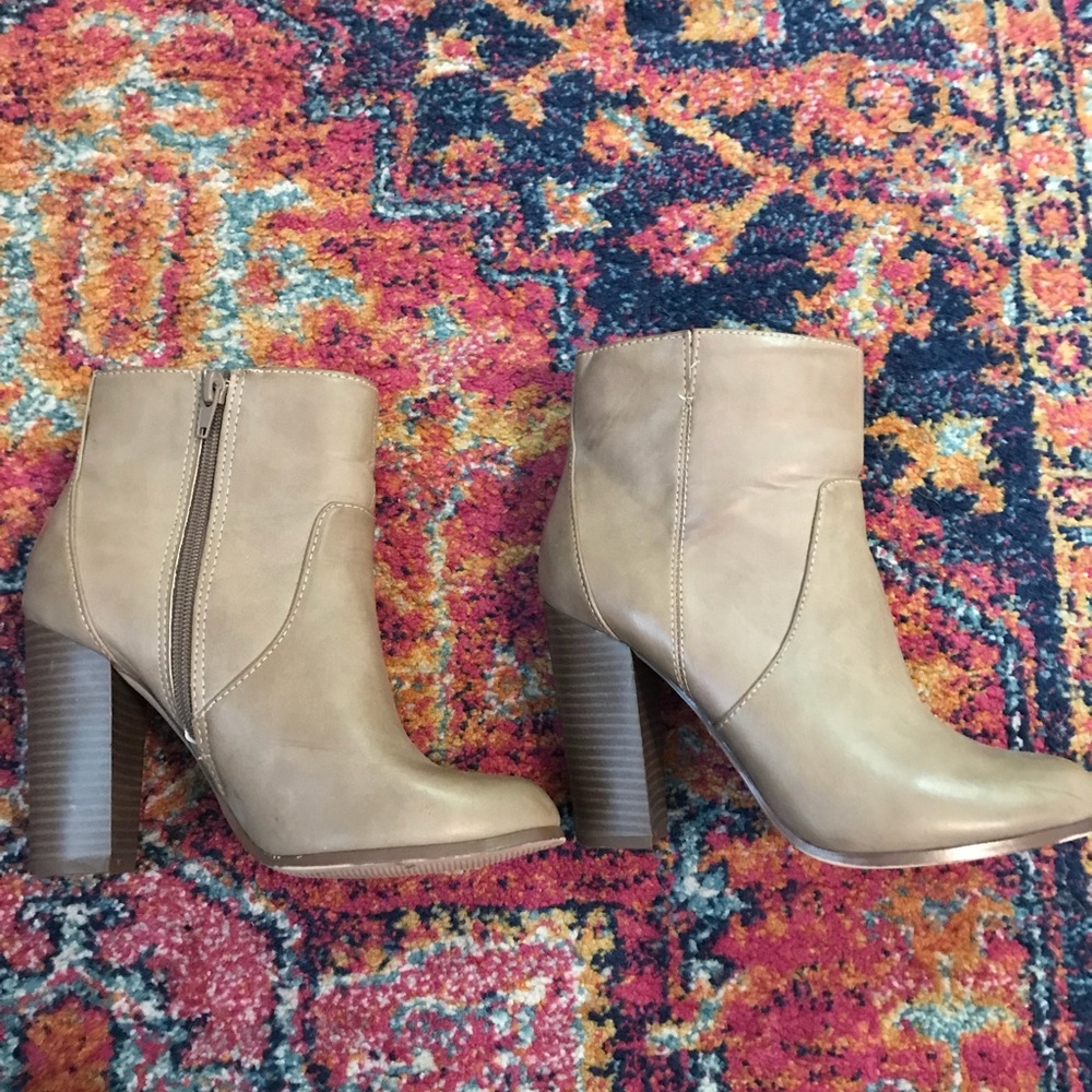 Tan leather booties